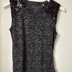 GUESS Black Sleeveless Top with Sequin Detail